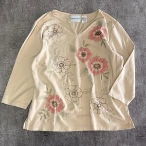 Vintage Alfred Dunner Floral Embroidered Quarter Sleeve